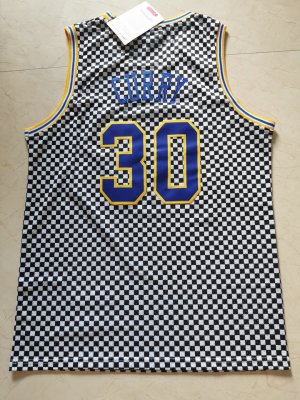 NBA 30 Curry Checkerboard Maillot blanc